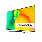 LG 75'' NANO 76 - NanoCell 4K Smart TV - 75NANO766QA, 30 asteen sivunäkymä upotetulla kuvalla, 75NANO766QA, thumbnail 2