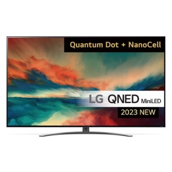 LG QNED -television etunäkymä, jossa on täytekuva ja tuotelogo1