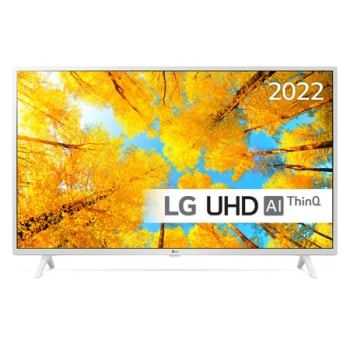 Prikaz prednje strane televizora LG UHD s nadograđenom slikom i na njoj logotip proizvoda1