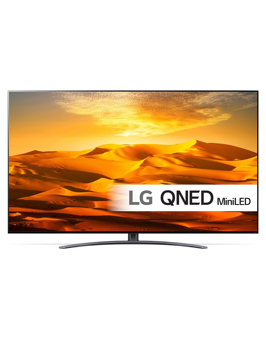 LG 65'' QNED 91 - QNED Mini LED 4K Smart TV - 65QNED916QE, LG QNED -television etunäkymä, jossa on täytekuva ja tuotelogo, 65QNED916QE