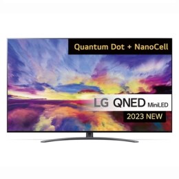 LG QNED -television etunäkymä, jossa on täytekuva ja tuotelogo