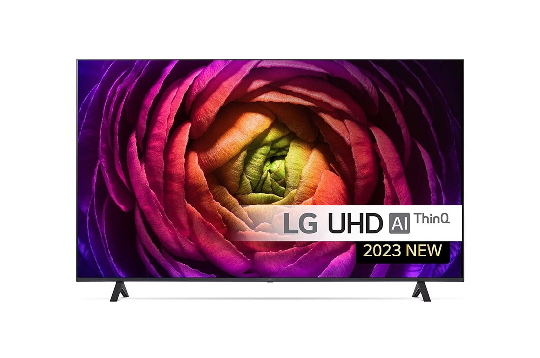 LG 55'' UHD UR74 - 4K TV (2023), LG UHD TV katsottuna edestä, 55UR74006LB