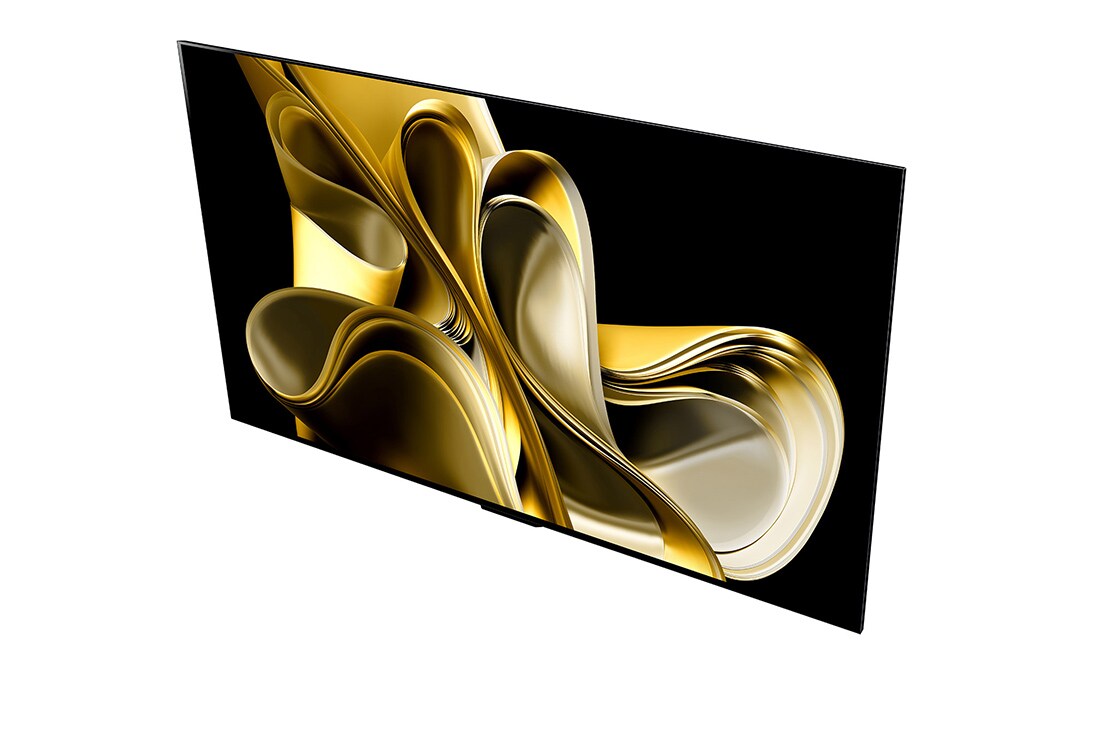LG Maailman ensimmäinen 77 tuuman True Wireless LG OLED evo AI M3 -televisio 4K 120Hz videon- ja äänensiirrolla , Hieman vinosti vasemmalla otettu kuva, jossa on LG OLED M3 ylhäältäpäin, OLED77M39LA, thumbnail 5