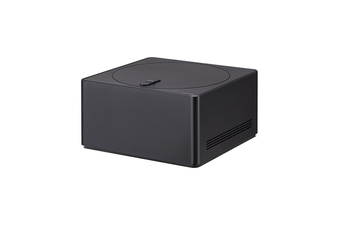 LG Maailman ensimmäinen 83 tuuman True Wireless LG OLED evo AI M3 -televisio 4K 120Hz videon- ja äänensiirrolla , Hieman vinosti vasemmalla otettu kuva, jossa on Zero Connect Box, OLED83M39LA, thumbnail 9