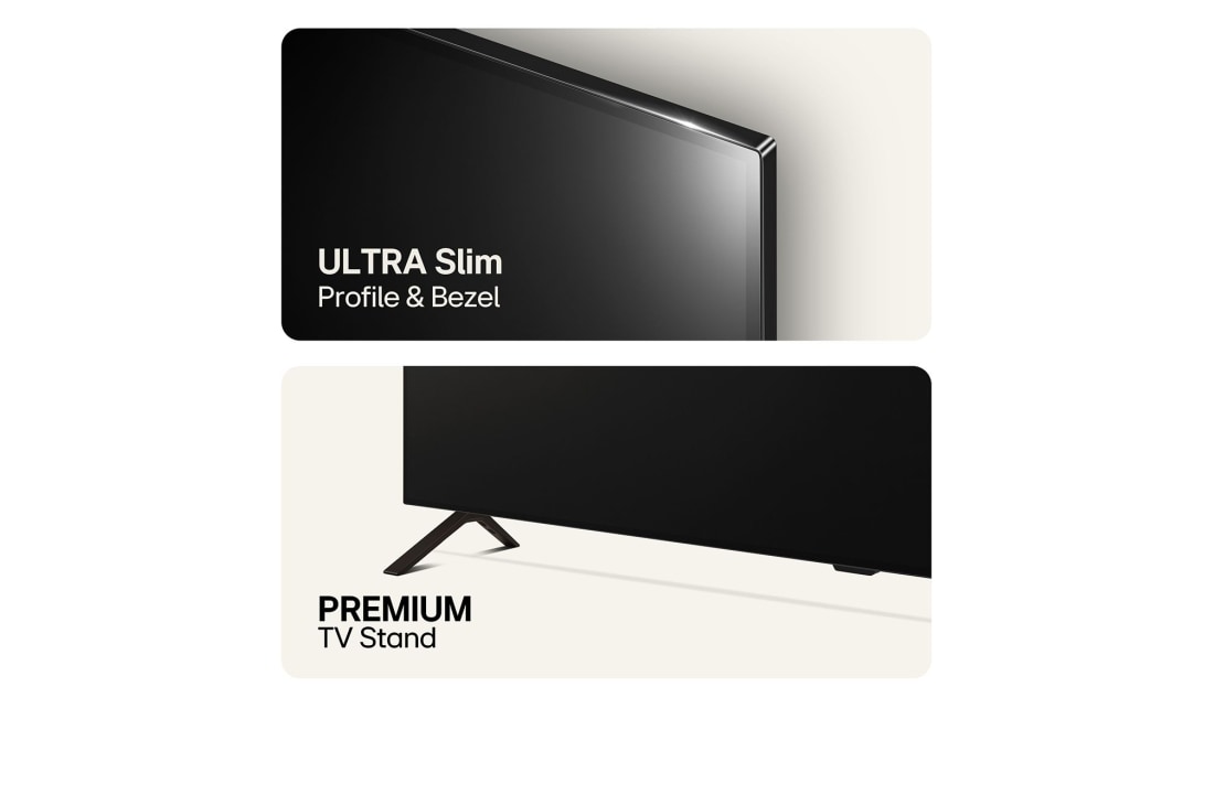LG 77 tuuman LG OLED AI B4 4K Smart TV OLED77B4, Kuva ylhäältä erittäin ohuesta profiilista ja kehyksestä sekä alaosasta ensiluokkaisesta TV-jalustasta, OLED77B4ELA, thumbnail 9