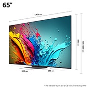 LG 65'' QNED AI 86 - 4K Smart TV (2024), Kokoyhteenveto näytön leveydestä, korkeudesta, kokonaiskorkeudesta jalustan kanssa, jalustan leveydestä ja jalustan syvyydestä, 65QNED86T6A, thumbnail 5