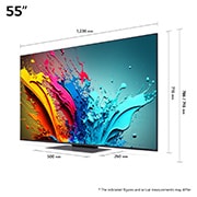 LG 55'' QNED AI 86 - 4K Smart TV (2024), Kokoyhteenveto näytön leveydestä, korkeudesta, kokonaiskorkeudesta jalustan kanssa, jalustan leveydestä ja jalustan syvyydestä, 55QNED86T6A, thumbnail 5