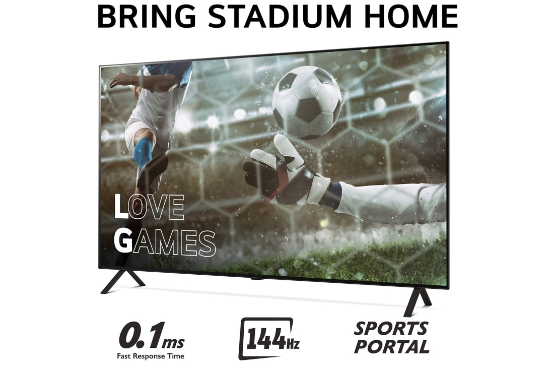 LG 55 tuuman LG OLED AI B4 4K Smart TV OLED55B4, Tuo Stadium Home kotiin televisiolla, jossa on jalkapallokuva Love Games -peleistä ja nopea 0,1 mz:n vasteaika, 120 Hz, alareunassa Sports Portal, OLED55B4ELA, thumbnail 6