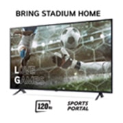 LG 50'' QNED AI 85 - 4K Smart TV (2024), Bring Stadium Home med TV som har fotballbilde med Love Games og 120 Hz, Sports Portal skrevet nederst, 50QNED85T6A, thumbnail 3