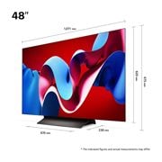 LG 48'' OLED evo AI C4 - 4K TV (2024), Kokoyhteenveto näytön leveydestä, korkeudesta, kokonaiskorkeudesta jalustan kanssa, jalustan leveydestä ja jalustan syvyydestä, OLED48C44LA, thumbnail 5