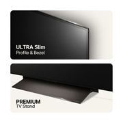 LG 48'' OLED evo AI C4 - 4K TV (2024), Kuva ylhäältä erittäin ohuesta profiilista ja kehyksestä sekä alaosasta ensiluokkaisesta TV-jalustasta, OLED48C44LA, thumbnail 6