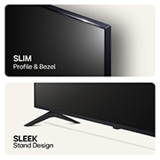 LG 55'' NANO 81 - NanoCell AI 4K Smart TV (2024), Äärimmäisen ohuen profiilin ja kehysten yläkuva ja virtaviivaisen jalustan alakuva, 55NANO81T6A, thumbnail 6