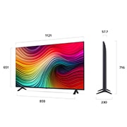 LG 50'' NANO 81 - NanoCell AI 4K Smart TV (2024), Kokoyhteenveto näytön leveydestä, korkeudesta, kokonaiskorkeudesta jalustan kanssa, jalustan leveydestä ja jalustan syvyydestä, 50NANO81T6A, thumbnail 2
