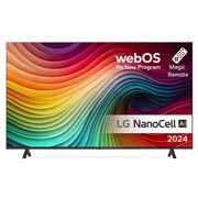 LG 50'' NANO 81 - NanoCell AI 4K Smart TV (2024), LG NanoCell TV:n etunäkymä, NANO81, jossa on teksti LG NanoCell, 2024, webOS Re:New Program -logo ja Magic Remote -kaukosäädin näytöllä, 50NANO81T6A, thumbnail 1