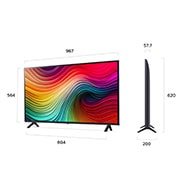 LG 43'' NANO 81 - NanoCell AI 4K Smart TV (2024), Kokoyhteenveto näytön leveydestä, korkeudesta, kokonaiskorkeudesta jalustan kanssa, jalustan leveydestä ja jalustan syvyydestä, 43NANO81T6A, thumbnail 2
