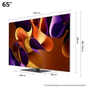 LG 65'' OLED evo AI G4 - 4K TV (2024), Sisäänrakennettu Flush Fit Zero-Gap -seinäkiinnike ja tuotteen mitat., OLED65G46LS, thumbnail 5