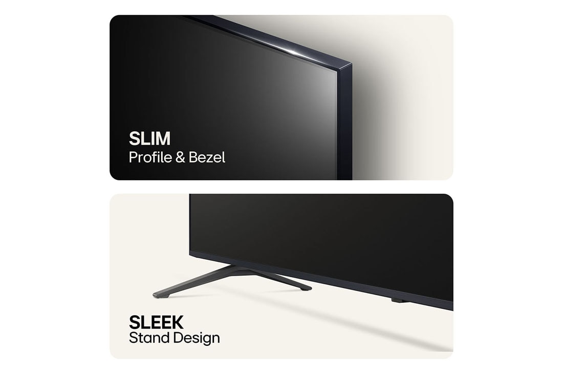 LG 86'' NANO 81 - NanoCell AI 4K Smart TV (2024), Äärimmäisen ohuen profiilin ja kehysten yläkuva ja virtaviivaisen jalustan alakuva, 86NANO81T6A, thumbnail 6