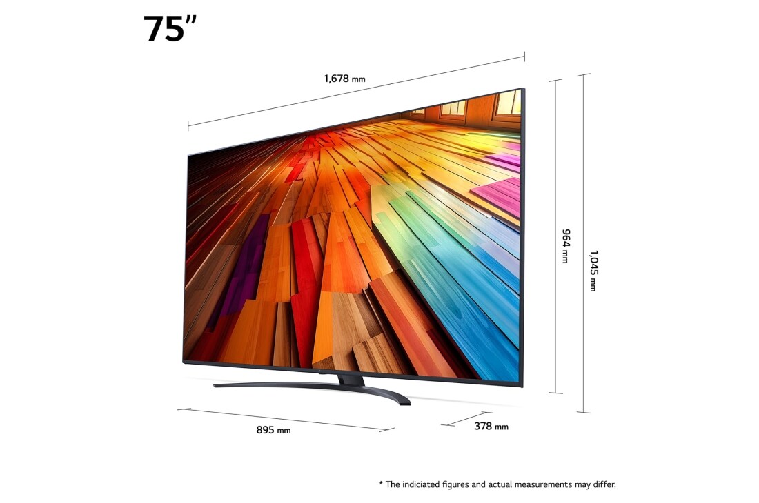 LG 75 tuuman LG UHD AI UT81 4K -Smart TV 2024, Edestä otettu kuva LG UHD TV, UT81 -televisiosta, 75UT81006LA, thumbnail 2