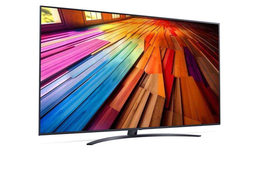 LG 75 tuuman LG UHD AI UT81 4K -Smart TV 2024, Loivasta kulmasta otettu vasemmalta otettu sivukuva LG UHD TV, UT81 -televisiosta, 75UT81006LA, thumbnail 3