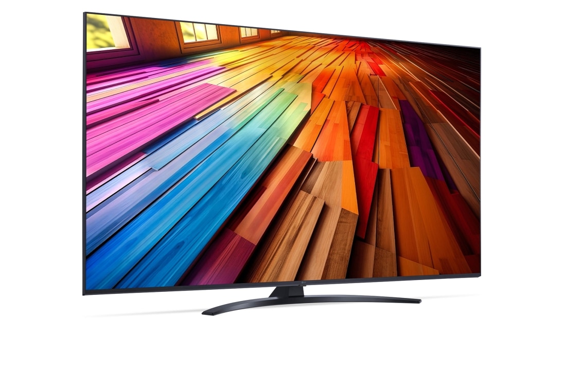 LG 55 tuuman LG UHD AI UT81 4K -Smart TV 2024, Loivasta kulmasta otettu vasemmalta otettu sivukuva LG UHD TV, UT81 -televisiosta, 55UT81006LA, thumbnail 3