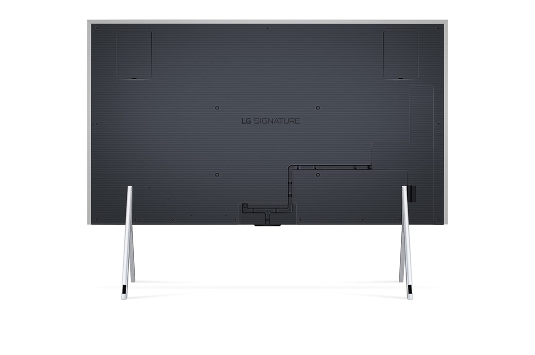 LG 97 tuuman True Wireless LG SIGNATURE OLED M4 -televisio langattomalla 4K 120Hz videon- ja äänensiirrolla , Takaa otettu kuva tv-tasolle asennetusta LG OLED M4 -laitteesta, OLED97M49LA, thumbnail 7