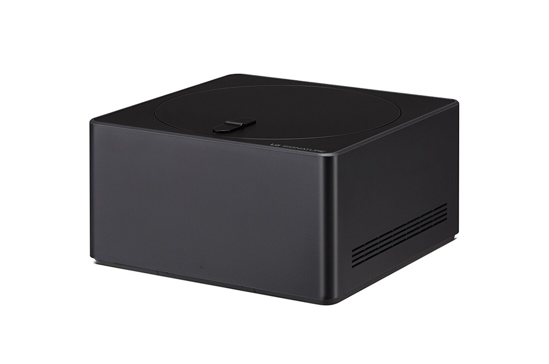 LG 97 tuuman True Wireless LG SIGNATURE OLED M4 -televisio langattomalla 4K 120Hz videon- ja äänensiirrolla , Hieman kallistettu, vasemmalta puolelta otettu kuva Zero Connect Box -laitteesta, OLED97M49LA, thumbnail 10