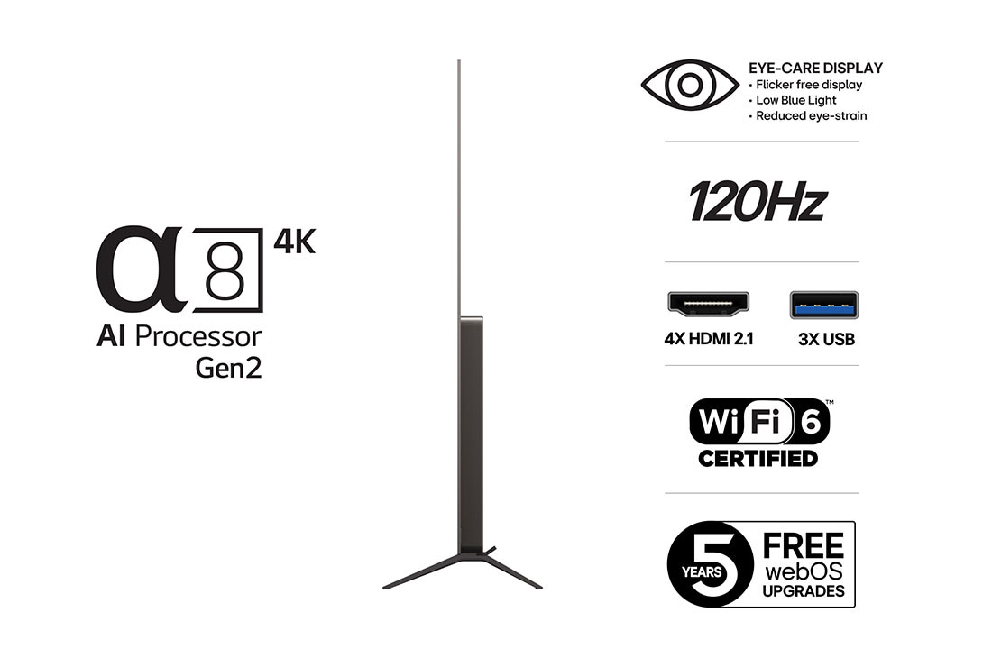 LG 77'' OLED AI B5 4K Smart TV 2025, Sivukuva LG OLED AI B5 4K -älytelevisiosta., OLED77B56LA, thumbnail 3