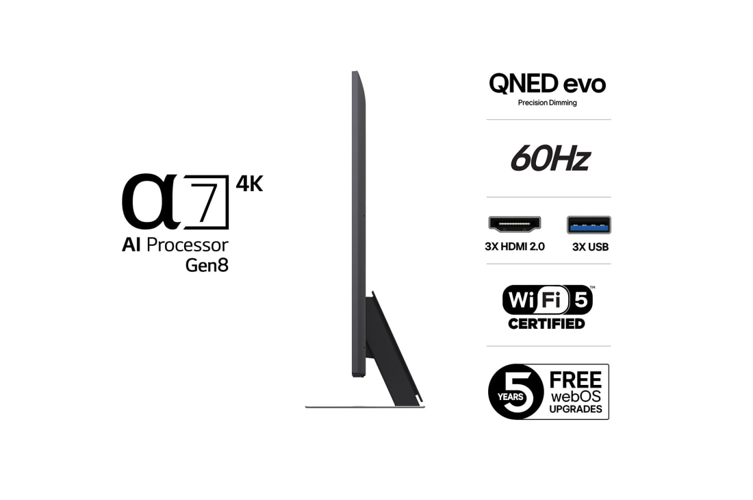 LG 50'' QNED AI QNED87 4K Smart TV 2025, 50 tuuman LG QNED evo AI QNED85 MiniLED 4K -älytelevisio 2025, 50QNED87A6D, thumbnail 3