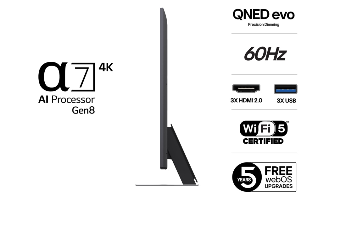 LG 43'' QNED AI QNED87 4K Smart TV 2025, 43 tuuman LG QNED evo AI QNED87 4K -älytelevisio 2025, 43QNED87A6D, thumbnail 3