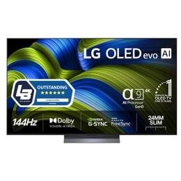 Edestä otettu kuva LG OLED evo AI C5 4K -älytelevisiosta. 12 vuotta maailman numero 1 OLED -tunnus ja LG OLED evo AI 2025 -logo ovat näytöllä.