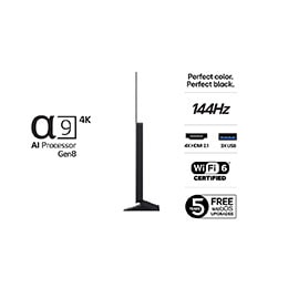 LG 55'' OLED evo AI C5 Pro 4K Smart TV 2025, Sivukuva LG OLED evo AI C5 4K -älytelevisiosta., OLED55C5ELB, thumbnail 3