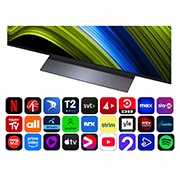 LG 48'' OLED evo AI C5 Pro 4K Smart TV 2025, Edestä ja sivulta otetut kuvat LG OLED evo AI C5 4K -älytelevisiosta, joista näkyy sen pituus, leveys, korkeus ja syvyys., OLED48C5ELB, thumbnail 4