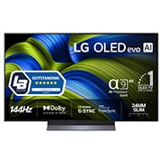 LG 48'' OLED evo AI C5 Pro 4K Smart TV 2025, Edestä otettu kuva LG OLED evo AI C5 4K -älytelevisiosta. 12 vuotta maailman numero 1 OLED -tunnus ja LG OLED evo AI 2025 -logo ovat näytöllä., OLED48C5ELB, thumbnail 1
