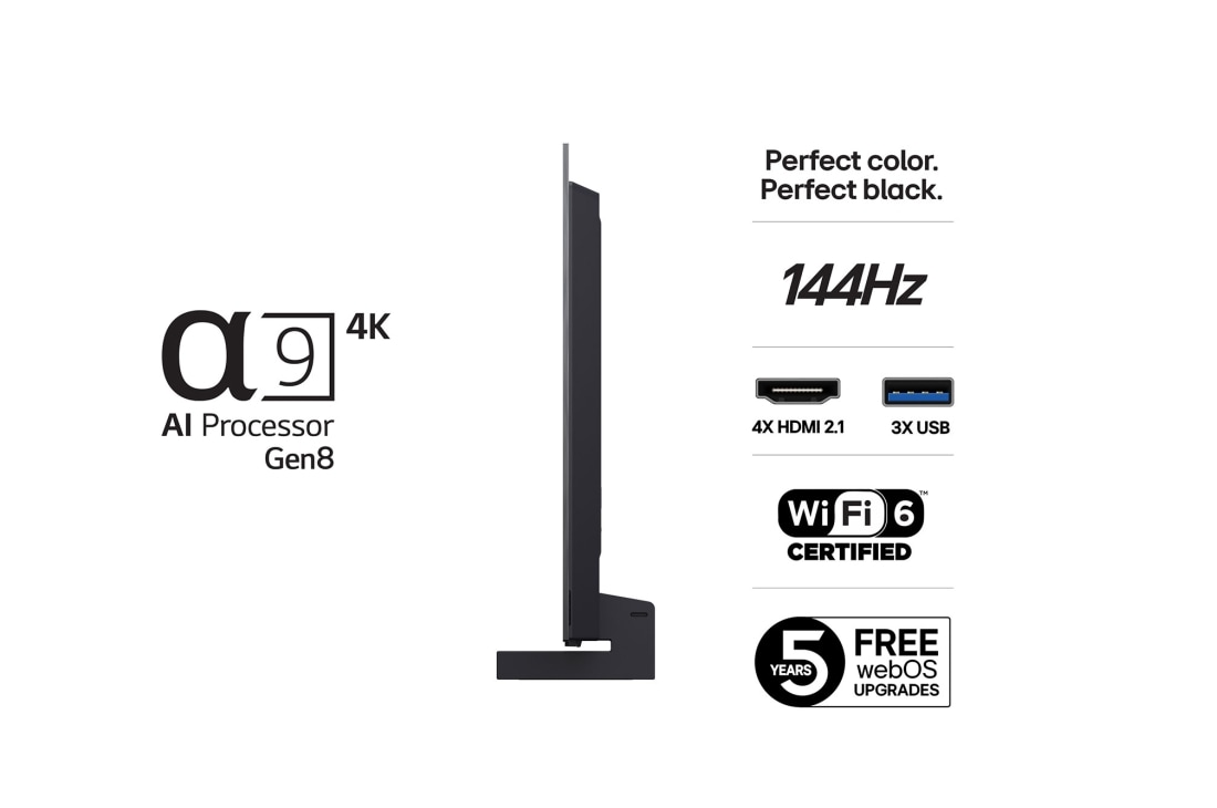 LG 42'' OLED evo AI C5 Pro 4K Smart TV 2025, Sivukuva LG OLED evo AI C5 4K -älytelevisiosta., OLED42C5ELB, thumbnail 3