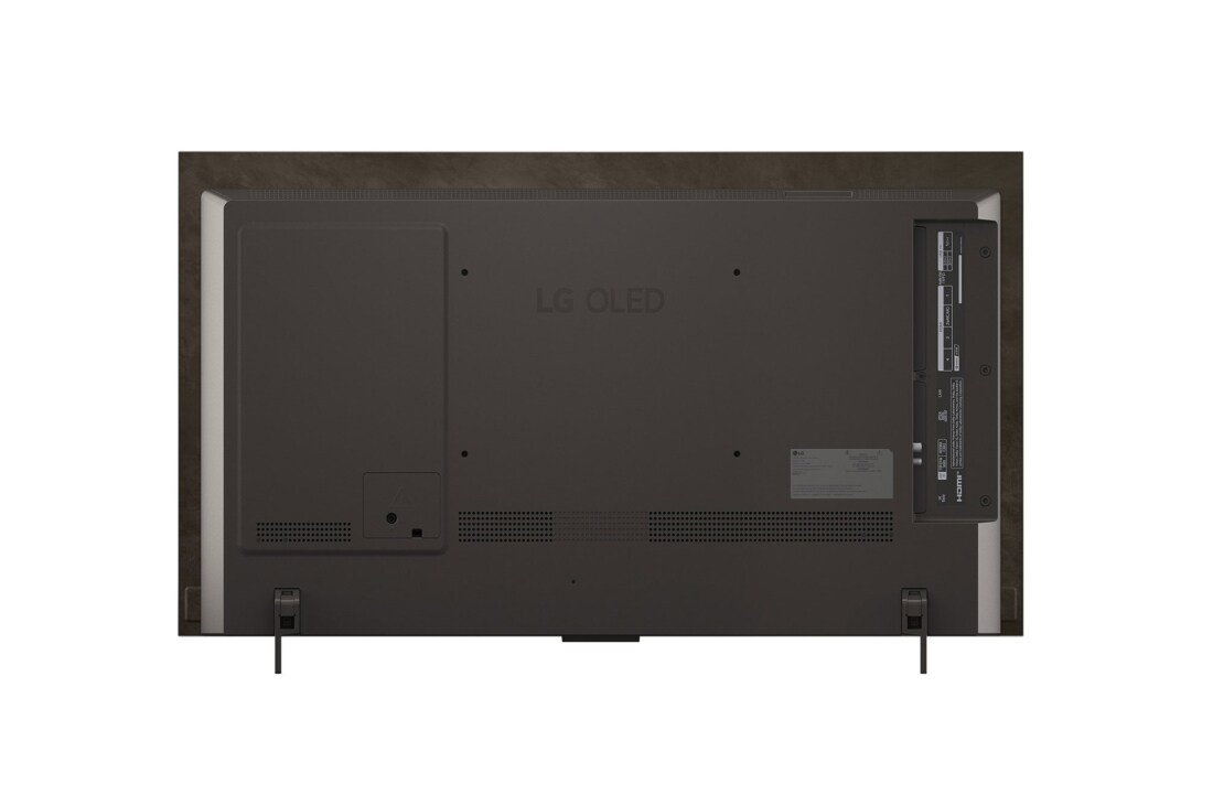 LG 42'' OLED evo AI C5 Pro 4K Smart TV 2025, Olohuone, jossa on seinälle asennettu LG OLED TV. Televisiossa näkyy vuoristomaisema tumman tähtitaivaan alla. Näkymä on jaettu kahtia, jotta näkyy, miten Perfect Black välittää tosia mustan tasoja ol, OLED42C5ELB, thumbnail 12