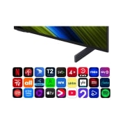 LG 42'' OLED evo AI C5 Pro 4K Smart TV 2025, Edestä ja sivulta otetut kuvat LG OLED evo AI C5 4K -älytelevisiosta, joista näkyy sen pituus, leveys, korkeus ja syvyys., OLED42C5ELB, thumbnail 4