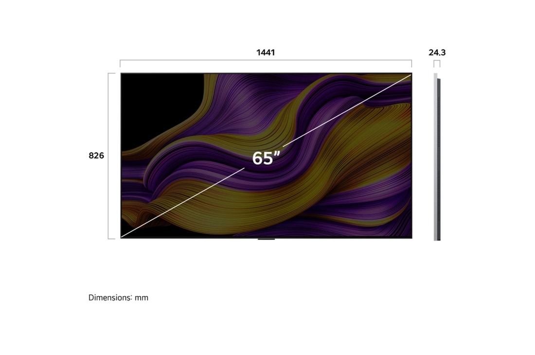 LG 65'' OLED evo AI G5 4K Smart TV 2025, Dimension image, OLED65G54LW, thumbnail 4