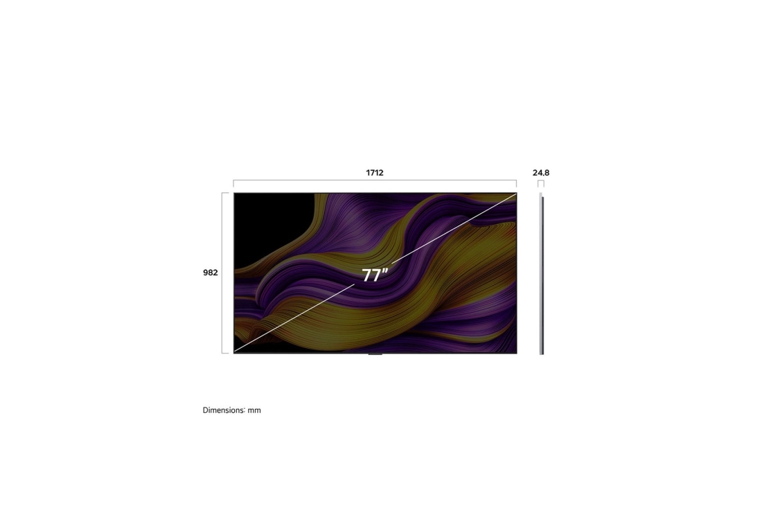 LG 77'' OLED evo AI G5 4K Smart TV 2025, dimension, OLED77G54LW, thumbnail 4