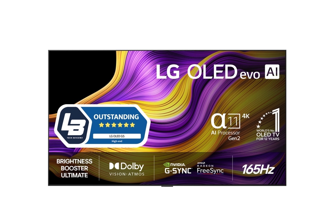 LG 83 tuuman LG OLED evo AI G5 4K -älytelevisio 2025, front, OLED83G54LW
