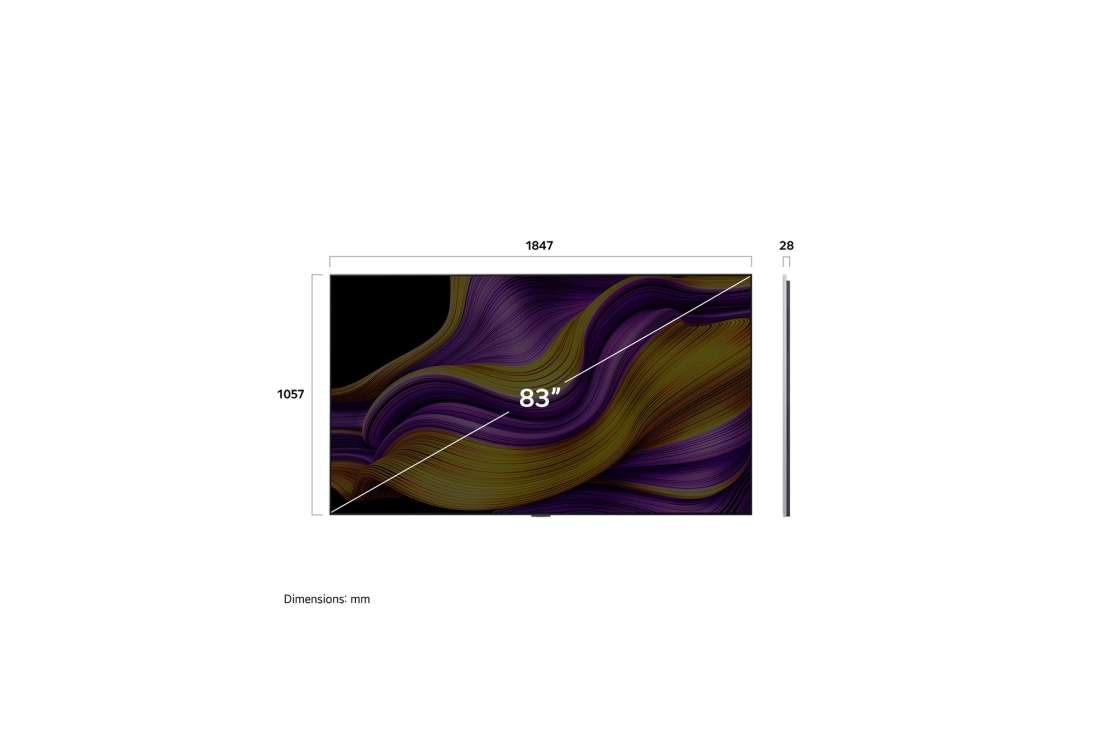 LG 83'' OLED evo AI G5 4K Smart TV 2025, dimension, OLED83G54LW, thumbnail 4