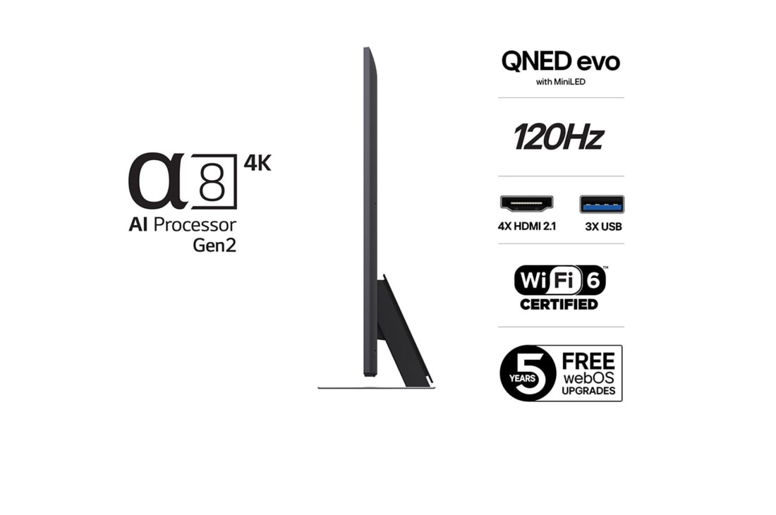 LG 55'' QNED MiniLED AI QNED87 4K Smart TV 2025, 55 tuuman LG QNED evo AI QNED87 4K -älytelevisio 2025, 55QNED87A6B, thumbnail 3