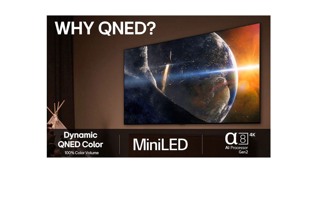 LG 55'' QNED MiniLED AI QNED87 4K Smart TV 2025, 55 tuuman LG QNED evo AI QNED87 4K -älytelevisio 2025, 55QNED87A6B, thumbnail 8