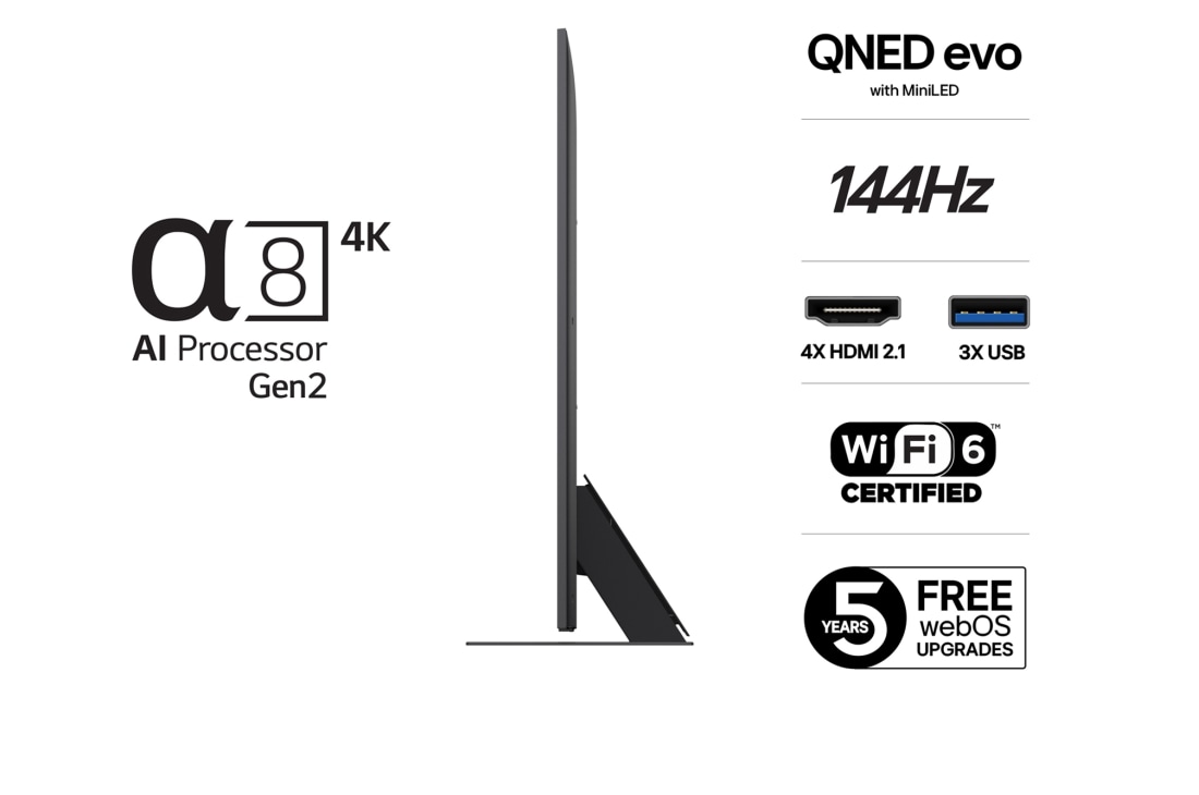 LG 75'' QNED MiniLED AI QNED87 4K Smart TV 2025, 75 tuuman LG QNED evo AI QNED87 4K -älytelevisio 2025, 75QNED87A6B, thumbnail 3