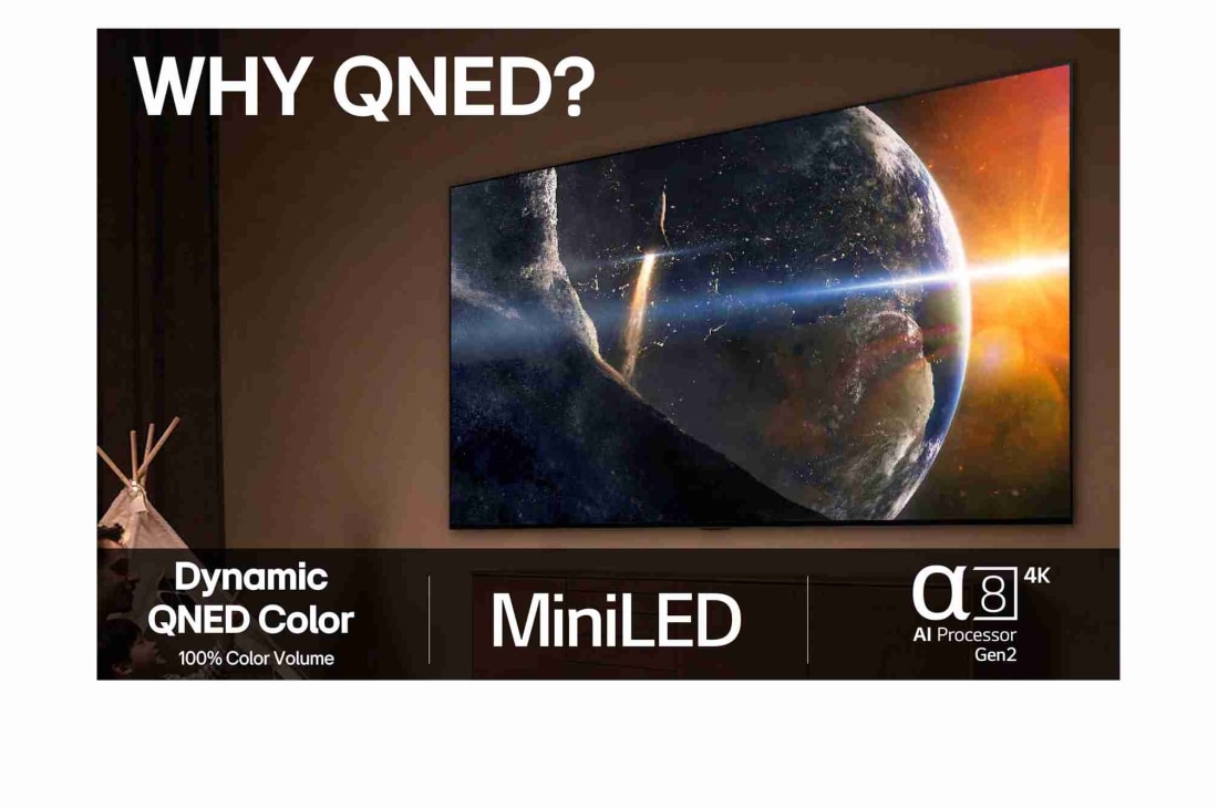 LG 75'' QNED MiniLED AI QNED87 4K Smart TV 2025, 75 tuuman LG QNED evo AI QNED87 4K -älytelevisio 2025, 75QNED87A6B, thumbnail 8