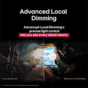 LG 43'' QNED AI QNED80 4k Smart TV 2025, Näkökulma sisältä luolasta ulospäin sen sisäänkäynnille, jossa sininen taivas ja horisontti nähdään. Koko näkymä on jaettu kahteen, jotta QNEDin Advanced Local Dimming -ominaisuuden vaikutus nähdään. , 43QNED80A6A, thumbnail 8