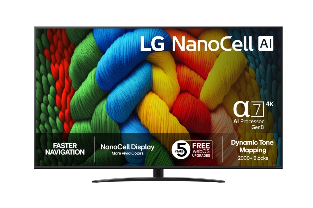 LG 75 tuuman LG NanoCell AI NANO81 <br>4K -älytelevisio 2025, 75NANO81A6A