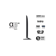 LG 55'' QNED MiniLED AI QNED93 4K Smart TV 2025, Side View, 55QNED93A6A, thumbnail 3