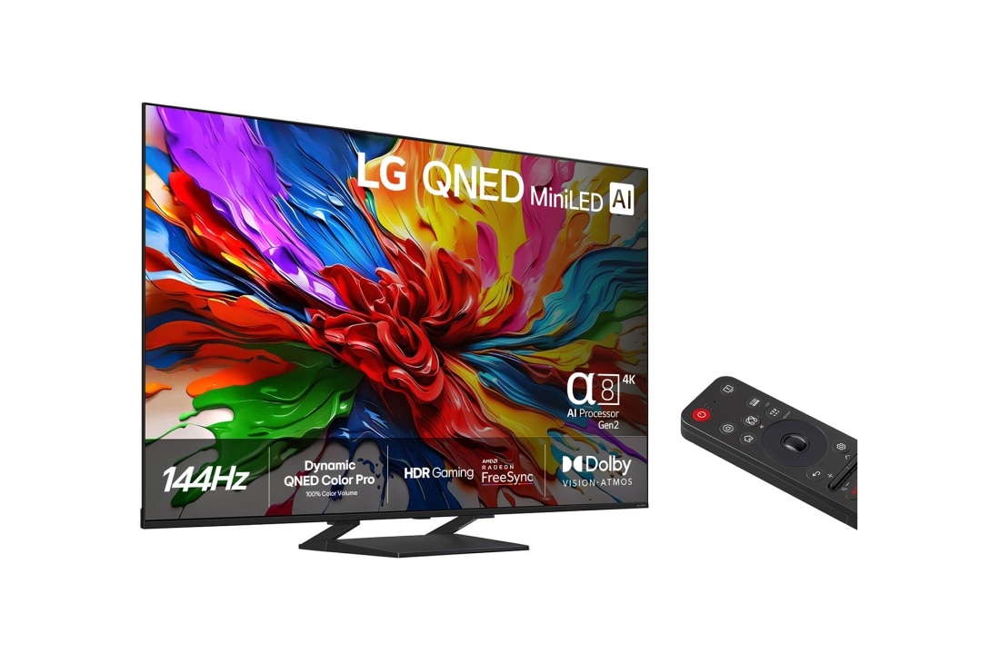 LG 65'' QNED MiniLED AI QNED93 4K Smart TV 2025, Left Side View, 65QNED93A6A, thumbnail 2
