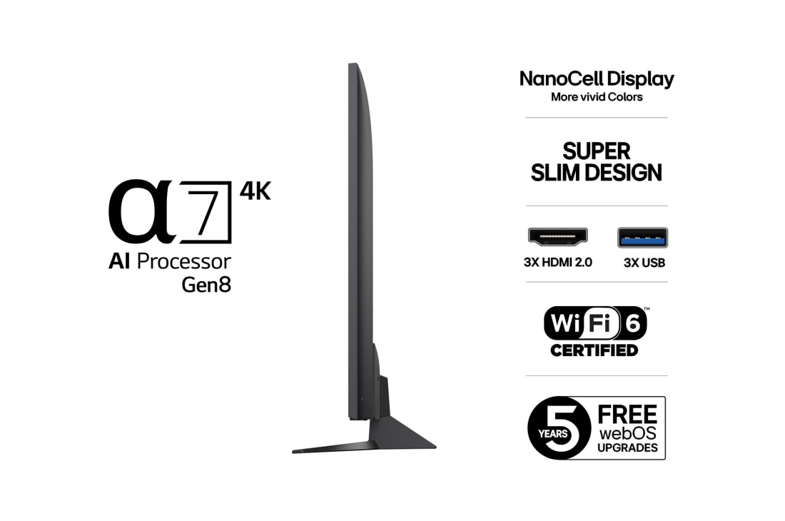 LG 65'' NanoCell AI NANO81 4K Smart TV 2025, 65 tuuman LG NanoCell AI NANO80 4K -älytelevisio 2025, 65NANO81A6A, thumbnail 3