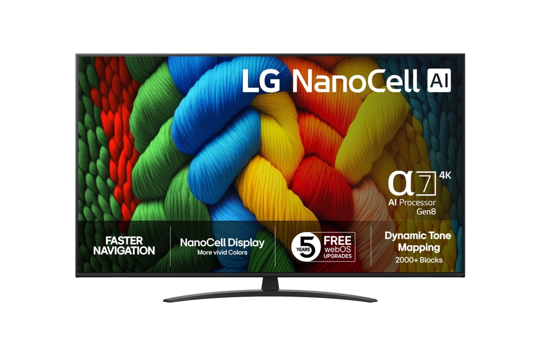 LG 55 tuuman LG NanoCell AI NANO81 <br>4K -älytelevisio 2025, 55NANO81A6A